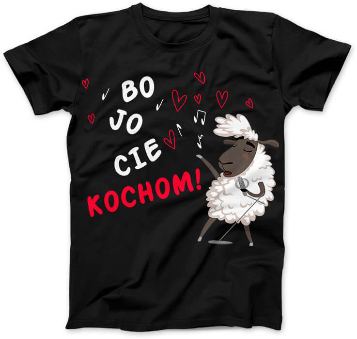 Koszulka Bo Jo Cie Kochom Czarna ⋆ Prezent na Walentynki dla Zakochanych 😍