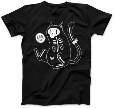 Kot-Szkielet-czarna-koszulka