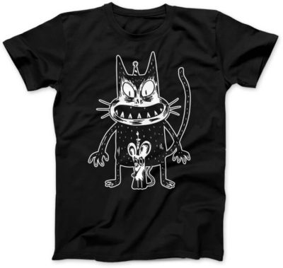 Przerażony-Kot-i-Mysz-czarna-koszulka-damska